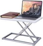 Rocelco 19" Portable Laptop Riser, Height Adjustable Travel Standing Desk Converter, Premium Compact Sit Standup Keyboard Monitor Rising Workstation with Carry Bag, White R PDRW