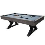 7ft Family Snooker Pool Table – Unique Design – Includes All Accessories – Indoor Game for Kids & Adults (Grey Cloth with Wood Grain Cabinet)