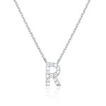 PAVOI 14K White Gold Plated Cubic Zirconia Initial Necklace | Letter Necklaces for Women | R Initial