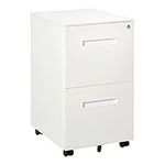 Vinsetto Mobile File Cabinet, 2-Drawer Filing Cabinet, Vertical Home Office Organizer with Adjustable Partition for A4 Letter Size, Lockable, White