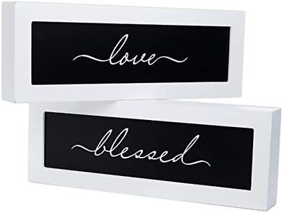 EXCELLO GLOBAL PRODUCTS White Shadow Box Signs, Love & Blessed, 2/Pack