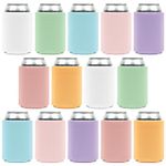 Blank Beer Can Cooler Sleeves (14-Pack) Soft Insulated Beer Cozy for Cans - HTV Friendly Plain Coolies in Bulk for Beer Cans & Bottles - Can Cozy Sublimation Blanks for Vinyl Projects & Wedding Favors