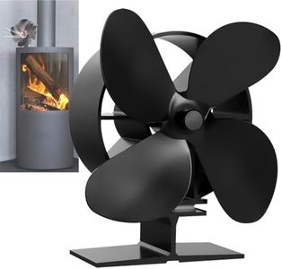 BenkerEsti Wood Stove Fan 4 Blades Silent Operation Wood/Log Burner/Fireplace- Color Black