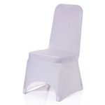 Trimming Shop 4pcs White Chair Covers Dining Room Chair Covers Spandex Polyester Chair Covers Protector Removable Washable Slipcovers for Wedding Birthday Banquet Hotel Party Decoration