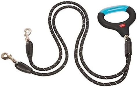 WIGZI Dual Doggie Gel Rope Leash, Medium/Large Size, Black (Dual Large)