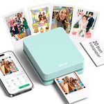 Nelko Photo Printer, PP01 Color Mini Portable Printer, Instant Smartphone Inkjet Printer, Sticky-Back Rechargeable Portable Picture Printer for iOS & Android, Smart AI APP, Valentine's Day Gift,Green