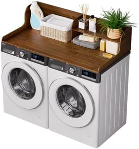 ClimbHope Washer Dryer Countertop with Shelf, 54" x 27.5" 2-Tier Bamboo Laundry Topper, Washer and Dryer Countertop for Laundry Room Organization with Edge Rails, Waterproof, Walnut