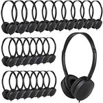 Hongzan 25 Pack Bulk Headphones for School Classroom Kids Students Children Teen Toddler Boys Girls, Wholesale Class Set Earphones (Black 25 pcs)