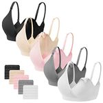 Vinfact Nursing Bras for Breastfeeding Maternity Bra Wireless Pregnancy Sleeping Bralette S-XXL with Extra Bra Extenders (Black,Nude,Grey,Pink,White, Medium)