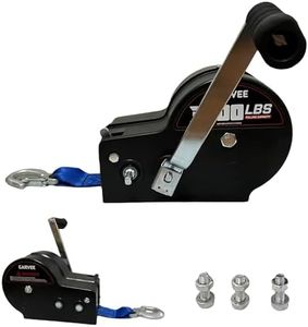 Garvee 3500lbs Heavy Duty Boat Trailer Winch with 33ft Strap, 4:1/8:1 Gear Ratio Hand Winch, Portable Hand Crank Winch for Towing Pulling Boat Trailer Truck RV ATV Jet Ski & Off-Road Recovery