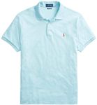 POLO RALPH LAUREN Men's Short Sleeve Knit Pima Polo, Watchhill Blue Heather With the Signature Multi-colored Pony, Large