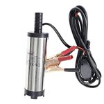 KATSU 12V Oil Fuel Diesel Transfer Pump, 38mm Diameter Stainless Steel Submersible Water Pump with Clips and 3m Cable for Camping Car Truck Boat 482106