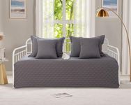 Feyocn 5-Piece Daybed Cover Set Gray,Twin Cozy Daybed Bedding Sets for All Season Double Sided-Quilting Daybed Comforter Bedspread, Geometric Print Day Bed Cover Twin Bed with 4 Pillow Shams,39"x75"