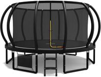 Flamaker Garden Trampoline for Children, 12ft/14ft Trampoline Outdoor Safety net and Padded Poles for Children Indoor Outdoor Fitness,Maximum up to 150 kg
