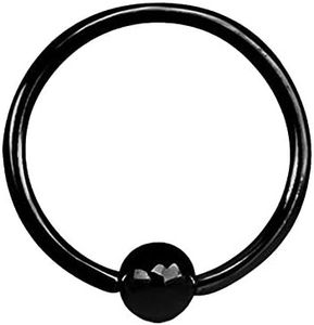 FIFTH CUE 16G Black Titanium IP Over 316L Surgical Steel Captive Bead Ring (7/16" (11mm) - 4mm Ball)