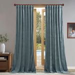 StangH Light Blue Curtains Velvet - Luxury Long Door Curtains for Sliding Glass Door/French Window, Room Darkening Window Drapes for Bedroom/Kids Boys Room, Stone Blue, W52 x L108, 2 Panels