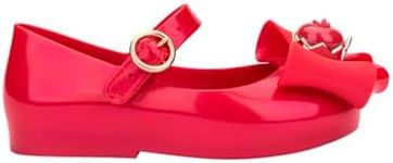 mini melissa Girl's Sweet Love + Disney Princess Mary Jane Jelly Flat for Toddlers & Babies - Jelly Shoes for Little Girls with Adjustable Strap & Side Buckle, Red, 9