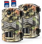 WOSODA Trail Camera 2 Pack 30MP 1080P HD - Game Camera with 32GB SD Card, Fast Trigger Time Infrared Night Vision Hunting Camera, Waterproof Wildlife Camera for Monitoring