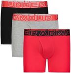 Under Armour Boys Charged Stretch Boxer Jock, Lightweight & Smooth Stretch Fit, 3-Pack Performance Cotton-red, Large