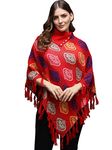 eWools Women's Cape Ponchos Jacket Red L