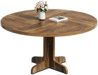 GarveeHome Round Dining Table for 4, 47 Inch Farmhouse Kitchen Table with Wood Tabletop and Stable Base, Circle Dinning Room Table for Home Dining Room Living Room, Brown (Only Table)