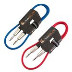 2 x 6.35mm 1/4" Stereo TRS Jack Lead/Balanced Signal Audio Patch Cable / 2 Pack 1m Blue/Red