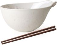 Artena Ramen Bowl with Chopsticks, 42oz Ceramic Noodle Bowl, Large Soup Bowl, Pasta Bowl Set, Big Deep Salad Bowl for Pho, Dumplings, Cereal, Rice, Dishwasher Microwave Safe, Gourd Design, White
