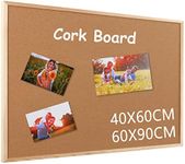 DOLLAR BOSS Cork Board Bulletin Board 40 x 60 cm Pin Board Cork Notice Board for Walls Wooden Frame Bulletin Board Decorative Hanging Display Board for Bedrooms Home Office