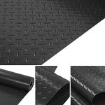 uyoyous Garage Floor Rubber Mat 16.4 x 3.3 Ft Non-Slip Garage Flooring Mats 3mm Thickness Heavy Duty Diamond Plate Rubber Mat Commercial for Under Car, Black