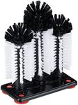 Relaxdays Glass Cleaning Brushes, 3 Scrubber Heads, Suction Cups, Bar, Party, H x W x D: 22 x 18.5 x 9.5cm, Black/White, PP, PVC, Pack of 1