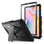 Fintie Shockproof Case for Samsung Galaxy Tab S6 Lite 10.4 Inch 2024/2022/2020, Tuatara Rugged Unibody Hybrid Bumper Kickstand Cover with Built-in Screen Protector, Black