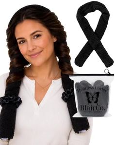 BlairCo. Black Heatless Styling Hair Curler: No Heat Curling Rod Headband for Overnight Curls. Soft Hair Curlers to Sleep in for Medium to Long Hair