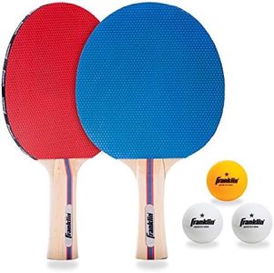 Franklin Sports Ping Pong Paddle Set with Balls - 2 Player Table Tennis Paddle Kit with (2) Paddles + (3) Balls Included - Red + Blue