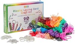 30 Colors of Gimp Plastic Lace Lanyard Cord for Friendship Bracelets, with Keychain Rings, Snap Hooks, Lobster Clasps (90 Pieces)