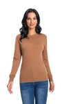 WOSICA Women's 100% Pure Cashmere Long Sleeve Crew Neck Sweater(Haystack M)