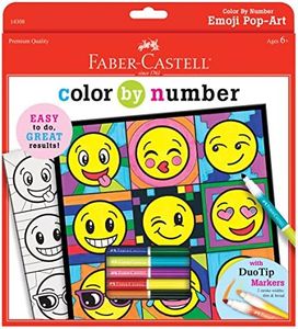 Faber-Castell Color by Number Emoji Pop-Art - Color by Number with Markers for Kids