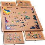 PLAYVIBE Jigsaw Puzzle Board with Drawers 1000 Piece – Puzzle Table with Cover, 4 Drawers, 22 1/4” x 30" – Wooden Puzzle Organizer – Puzzle Accessories