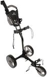 BENROSS Q Fold 1 Golf Push Trolley - 3 Wheel Compact Folding Design with Drinks Holders - Lightweight Cart with Quick-Fold System, 12 Inch Wheels & Adjustable Bag Support
