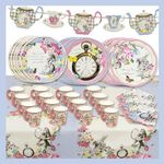 Alice in Wonderland Party Decorations & Tableware for 16 Guests | Plates, Napkins, Teacups Bunting Tablecover | Mad Hatter Afternoon Tea , Birthday, Baby Shower, Mother's day - Made By Talking Tables