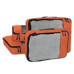 FATMUG Polyester Packing Cubes Travel Pouch Bag, Clothes Organiser Set Of 4 (2 Large And 2 Medium) - Orange