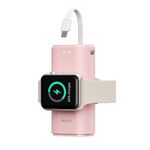 iWALK Portable Apple Watch Charger, 9000mAh Power Bank with Built in Cable, Apple Watch and Phone Charger, Compatible with Apple Watch Series 8/7/6/Se/5/4/3/2, iPhone14/ 13/12/12 Pro Max/ 11/6s,Pink