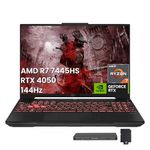ASUS TUF A16 16" WUXGA 144Hz Gaming Laptop, AMD Ryzen 7 7445HS, GeForce RTX 4050, 16GB DDR5, 512GB SSD, Backlit Keyboard, Number Pad, HD Webcam, Wi-Fi 6, Win 11 Pro, Gray, 1TB Docking Station Set