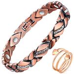 Feraco Copper Bracelets for Women,99.99% Pure Copper Magnetic Therapy Bracelets with Unique X Shape Links 3500 Gauss Magnets,Jewelry Gifts for Women Mom Wife,Adjustable Size