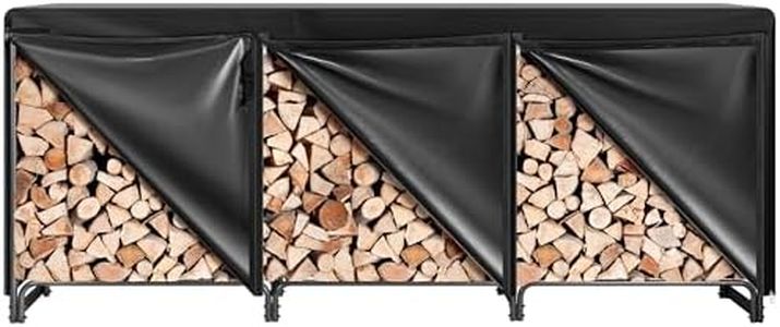 VIVOHOME 10 ft Heavy Duty Firewood Rack Outdoor with Cover, Black