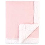 Hudson Baby Unisex Baby Plush Mink and Sherpa Blanket, Light Pink White, One Size