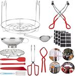 44PCS Canning Supplies Kit,Canning Essentials Set,12in Canning Rack,Canning Jar Lifter,Canning Funnel and Tongs,Jar Wrench,Mesh Strainer,Steaming Rack,Pickling Kit for Beginne