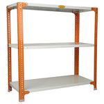 Mil-Nil Prime CRC Sheet 3 Shelf Multipurpose Slotted Angle Rack, 36 x 36 x 15 Inch, 22 Gauge [(Orange-Ivory) Powder Coating] 16 Gauge Angles