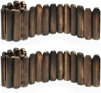 Wood Garden Edging, Wooden Fence Border Decorative Small Picket Panels for Flower Bed Barriers and Landscape Fencing (2 Pack)