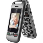 artfone 4G VoLTE SIM-Free & Unlocked Mobile Phones, Dual-Screen Flip Phone, Senior Basic Big Button Mobile Phones G6 for Elderly People with SOS Button, USB-C, Torch, Charging Dock