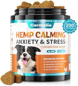 Carmelie Hemp Calming Chew for Dog - 200 Chews Dog Calming Treats - Dog Anxiety & Stress Relief Valerian Root Chamomile Melatonin for Dog Separation, Barking, Stress & Sleep Aid-Chicken Flavor